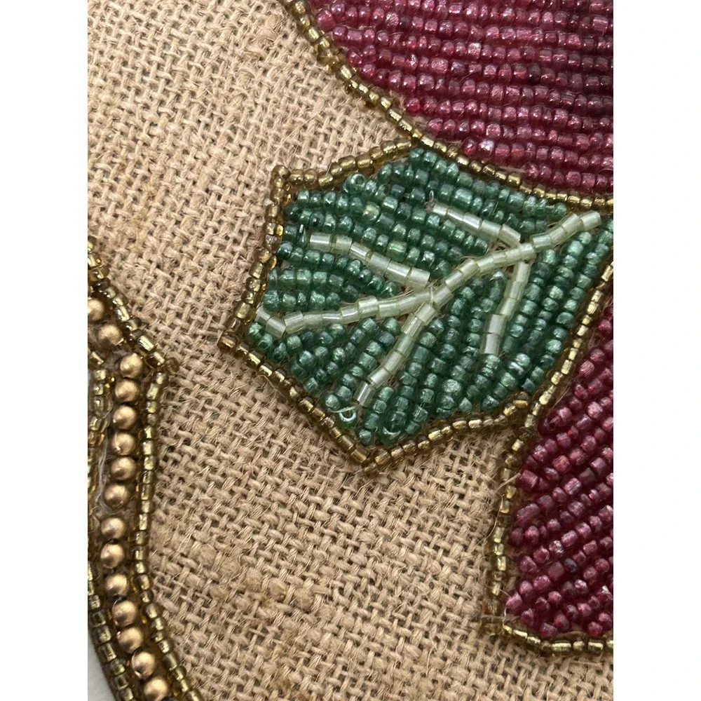 2 Beaded Red Poinsettia Centerpiece Charger Placemat 15